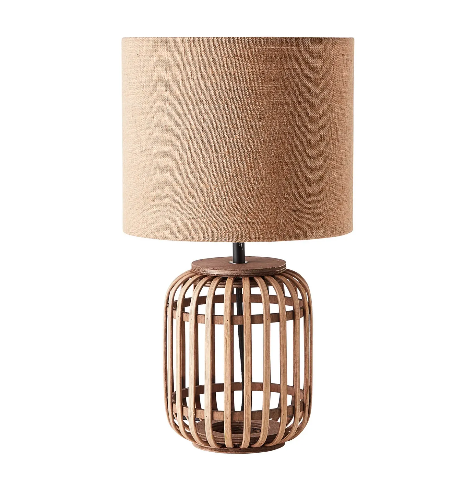 Lámpara de mesa Woodrow de bambú pantalla textil