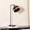 Lámpara de mesa Yildo, negro/cobre, metal, altura 52 cm