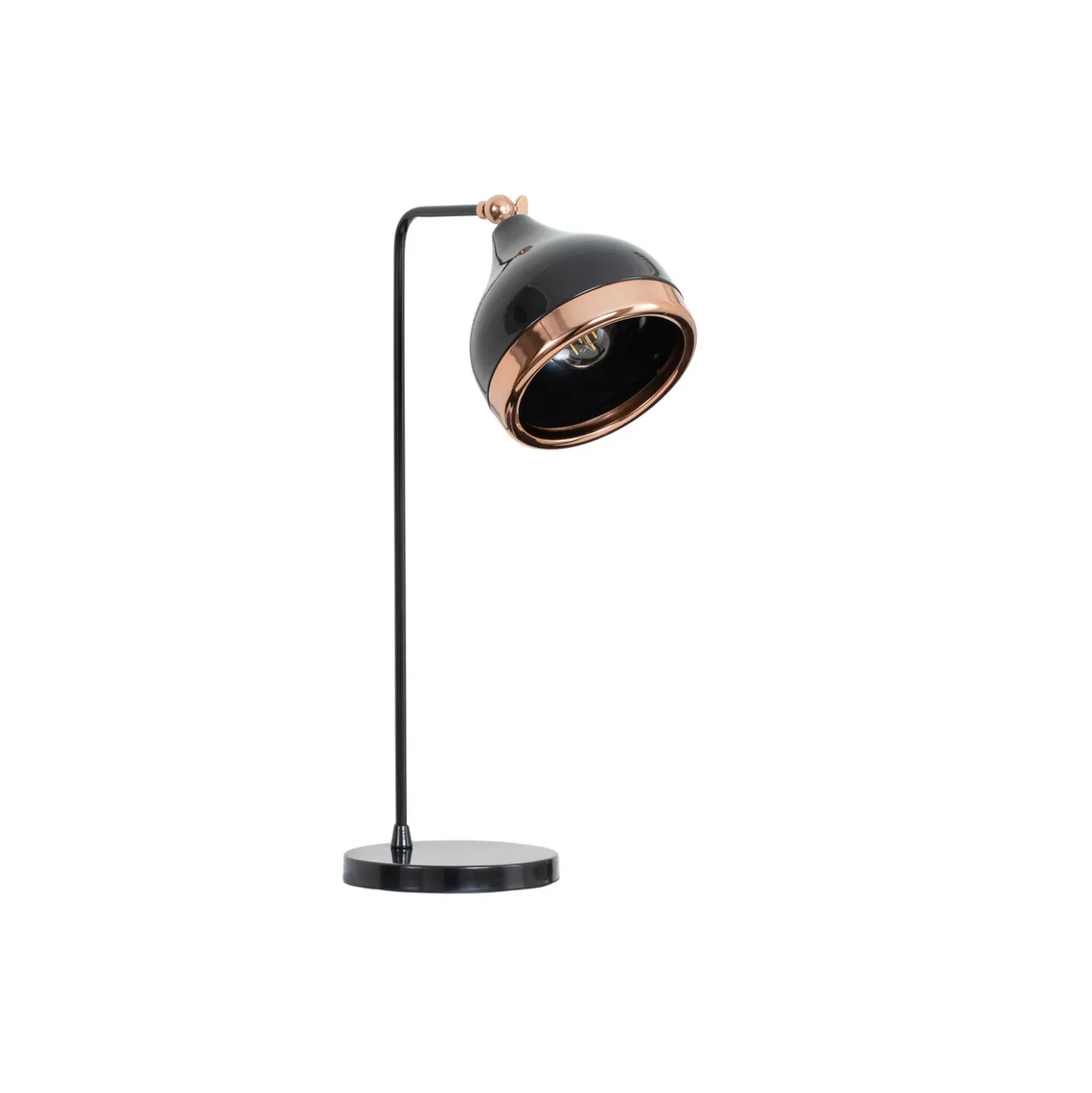 Lámpara de mesa Yildo, negro/cobre, metal, altura 52 cm