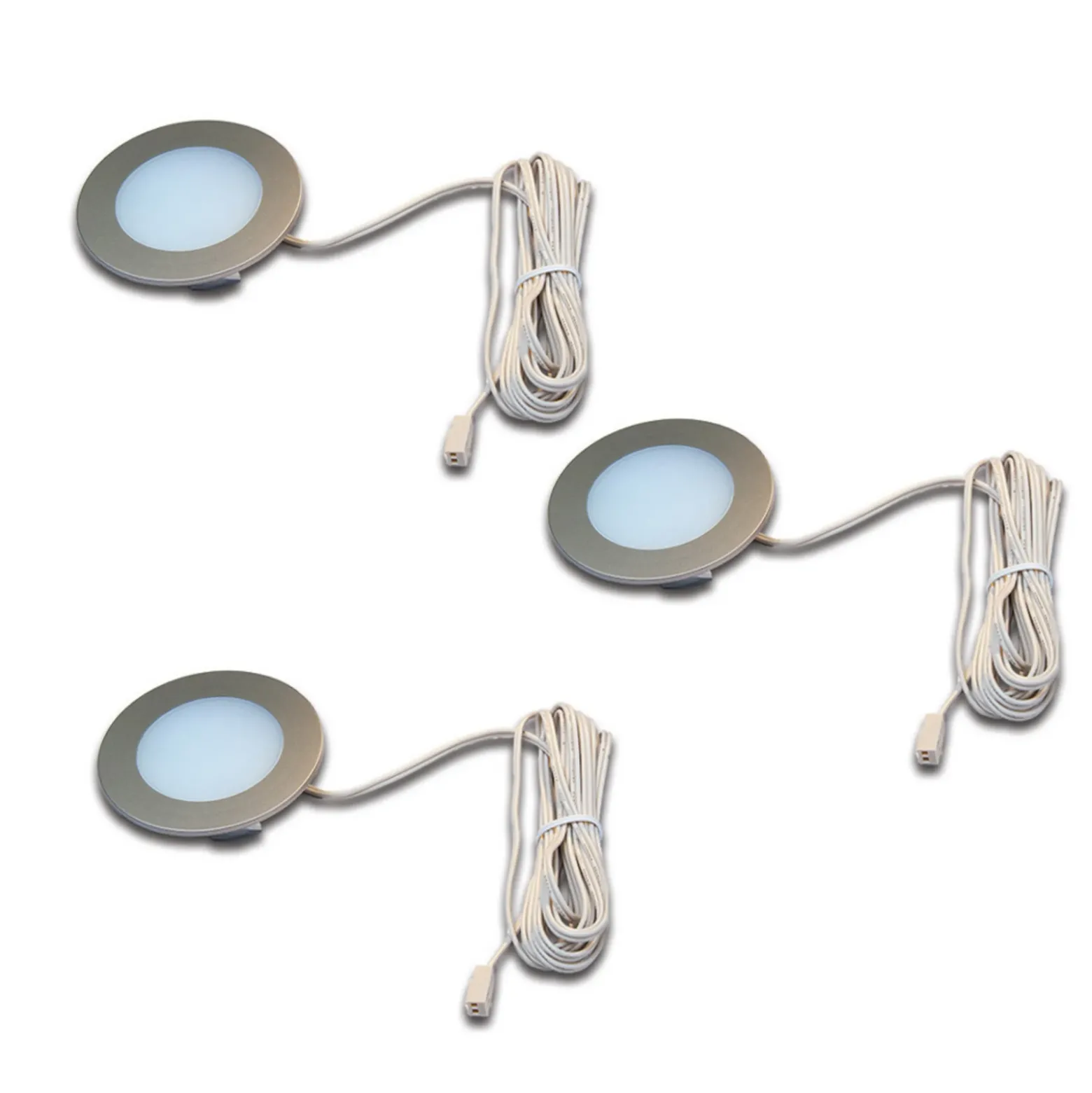 Lámpara de mueble empotrable LED FR 55, gris, plástico, juego de 3