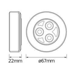 Lámpara de mueble LED OSRAM DOT-IT-CLASSIC, plateada, batería, atenuable