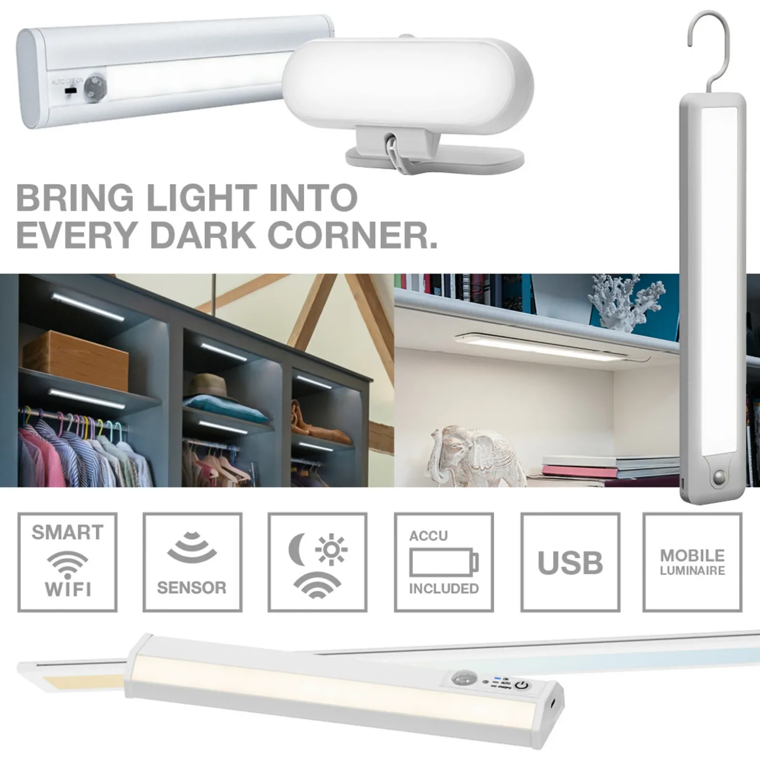 Lámpara de mueble LED OSRAM Linear Turn connect blanca 55 cm CCT atenuable