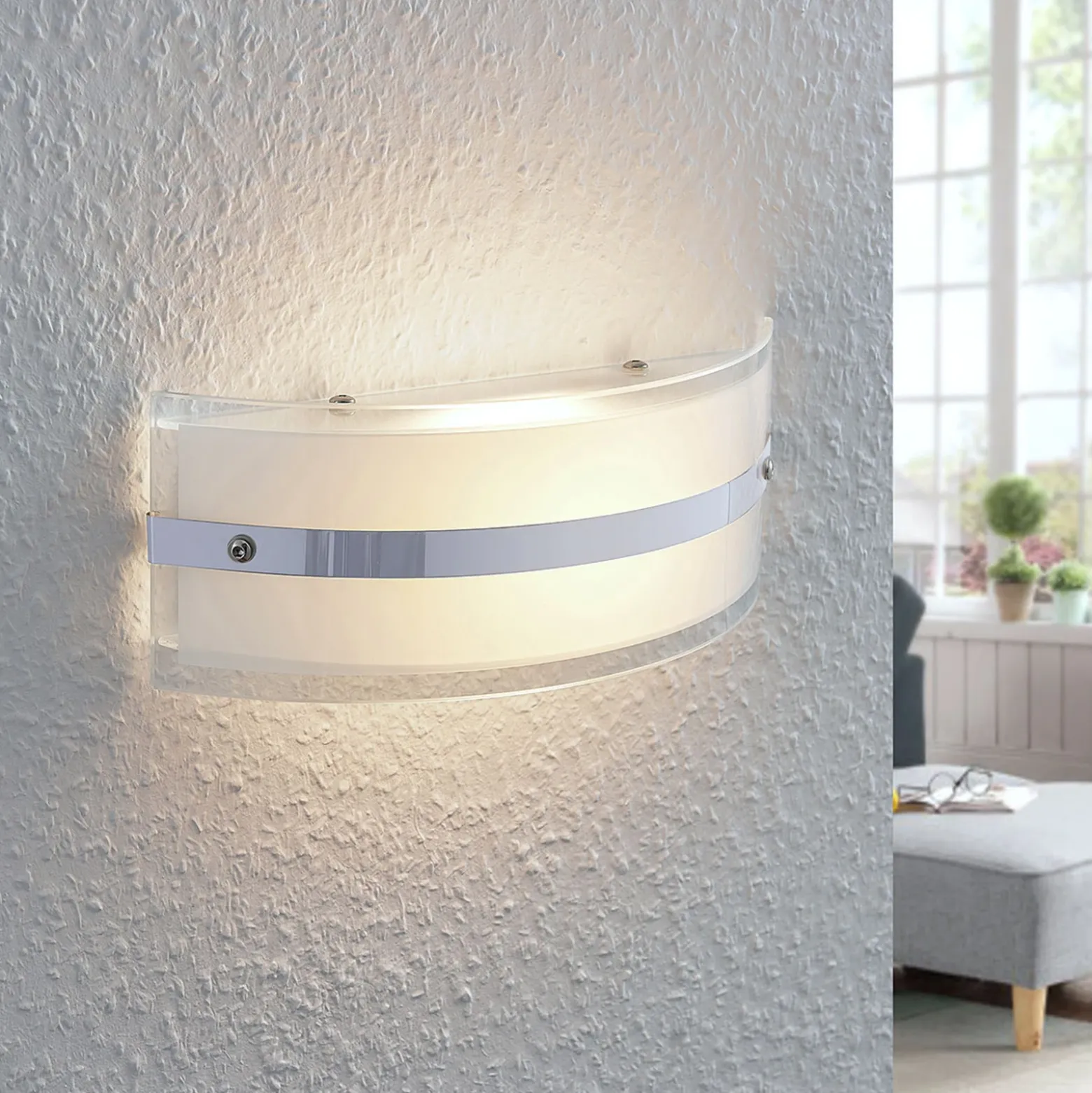 Lámpara de pared de vidrio Zinka con LED, 25 cm