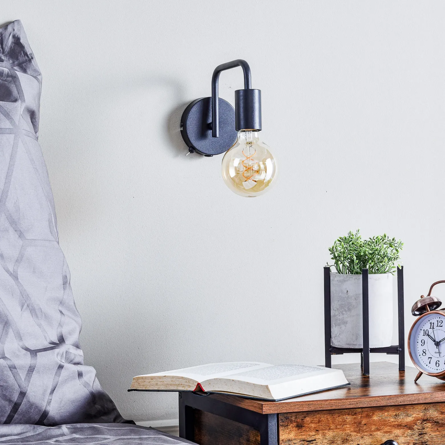 Lámpara de pared Diallo sin pantalla negro mate