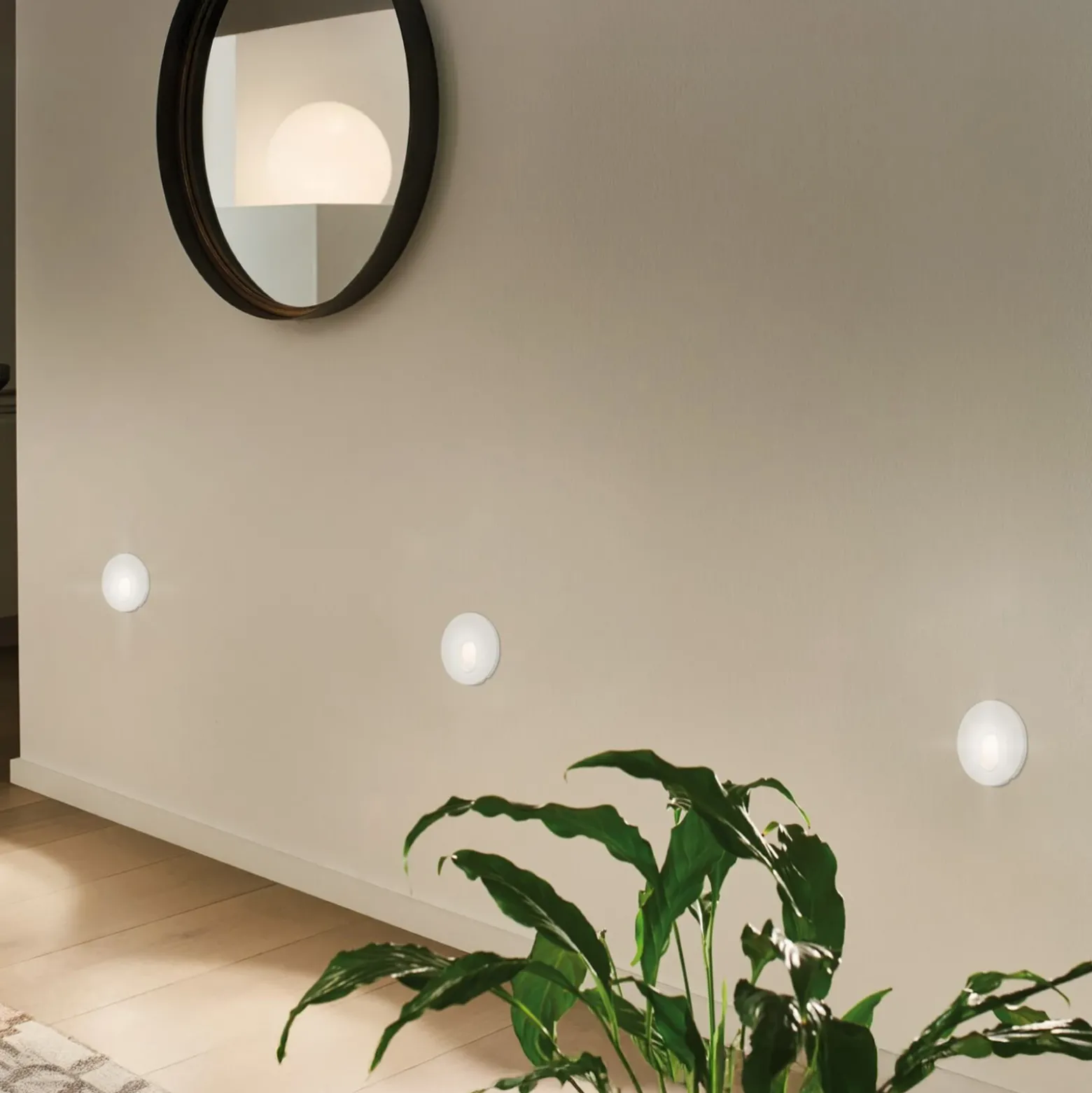 Lámpara de pared LED empotrable Paulmann Wall, blanca, redonda, de plástico