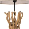 Lámpara de pie Agar con pantalla de tela y elemento de madera
