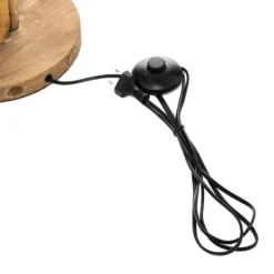 Lámpara de pie Agar con pantalla de tela y elemento de madera