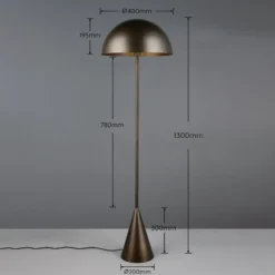 Lámpara de pie Alfie, color platino, altura 130 cm, metal, E27