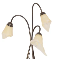 Lámpara de pie Alga, 3 luces, hierro, cristal, florentino