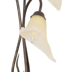 Lámpara de pie Alga, 3 luces, hierro, cristal, florentino