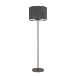 Lámpara de pie Amarela, negro jaspeado, textil, E27