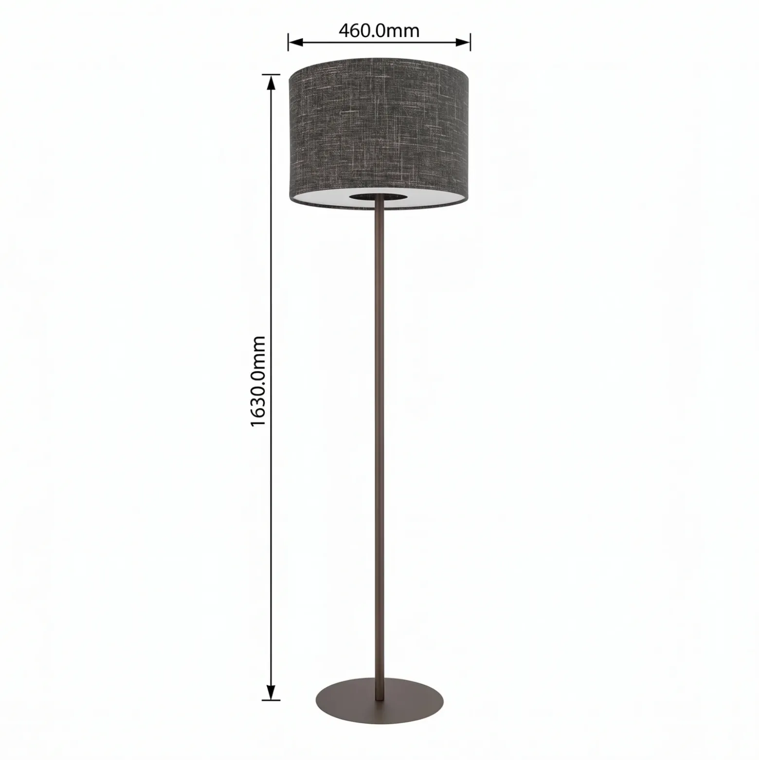 Lámpara de pie Amarela, negro jaspeado, textil, E27