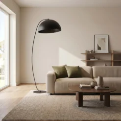 Lámpara de pie Arcos, negra, altura 150 cm, metal