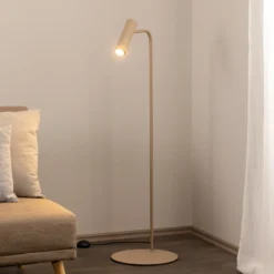 Lámpara de pie Axion, color beige, altura 115 cm, acero