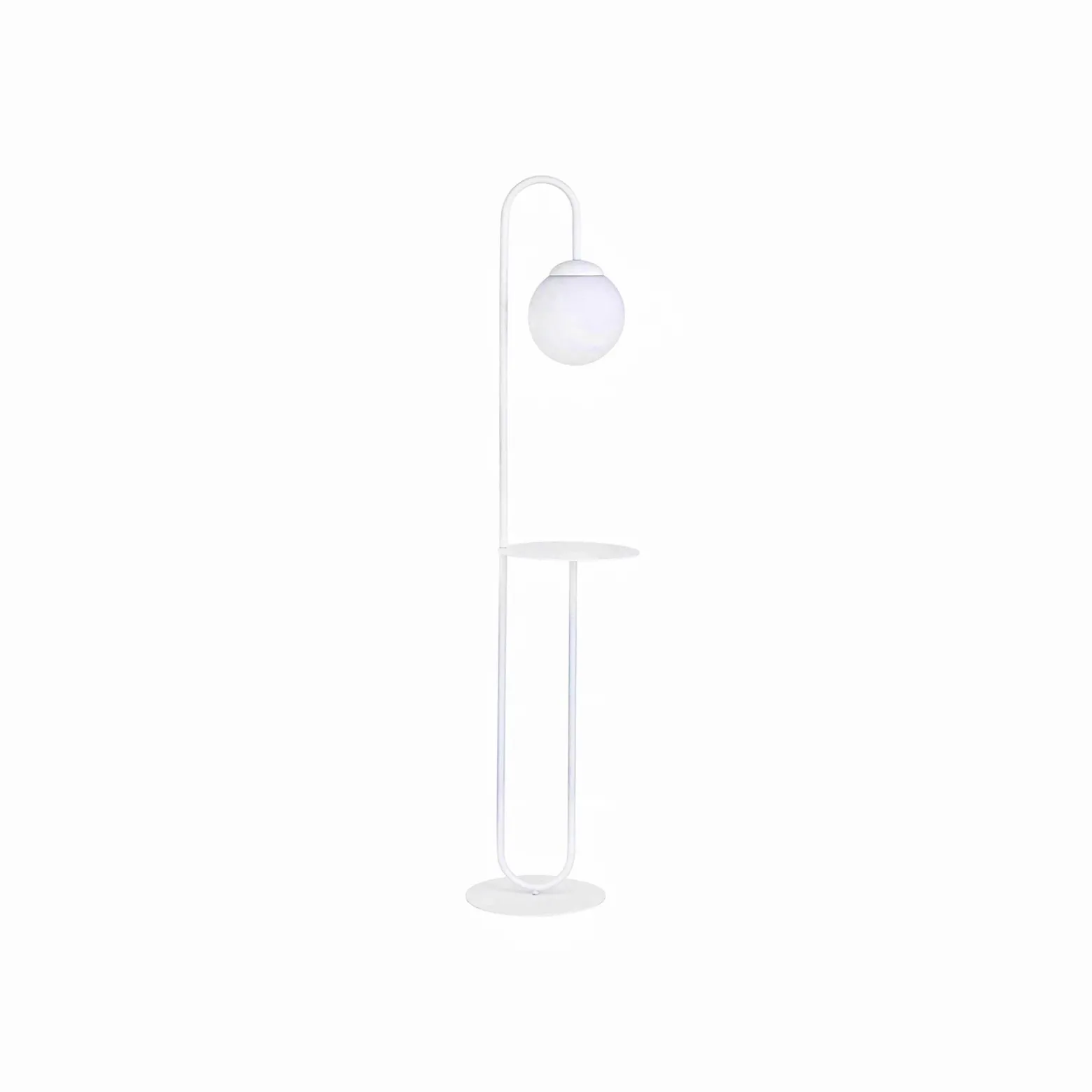 Lámpara de pie Bari, blanca, metal, cristal