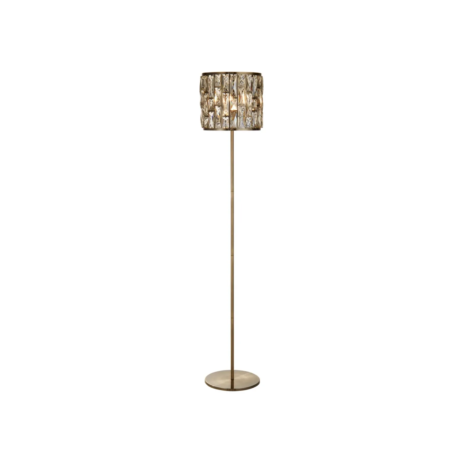 Lámpara de pie Bijou, latón, cristal
