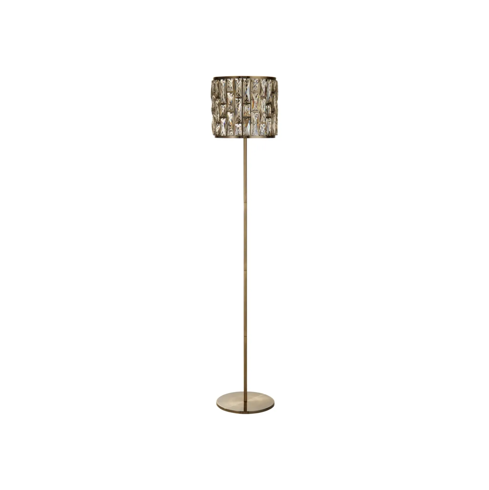Lámpara de pie Bijou, latón, cristal
