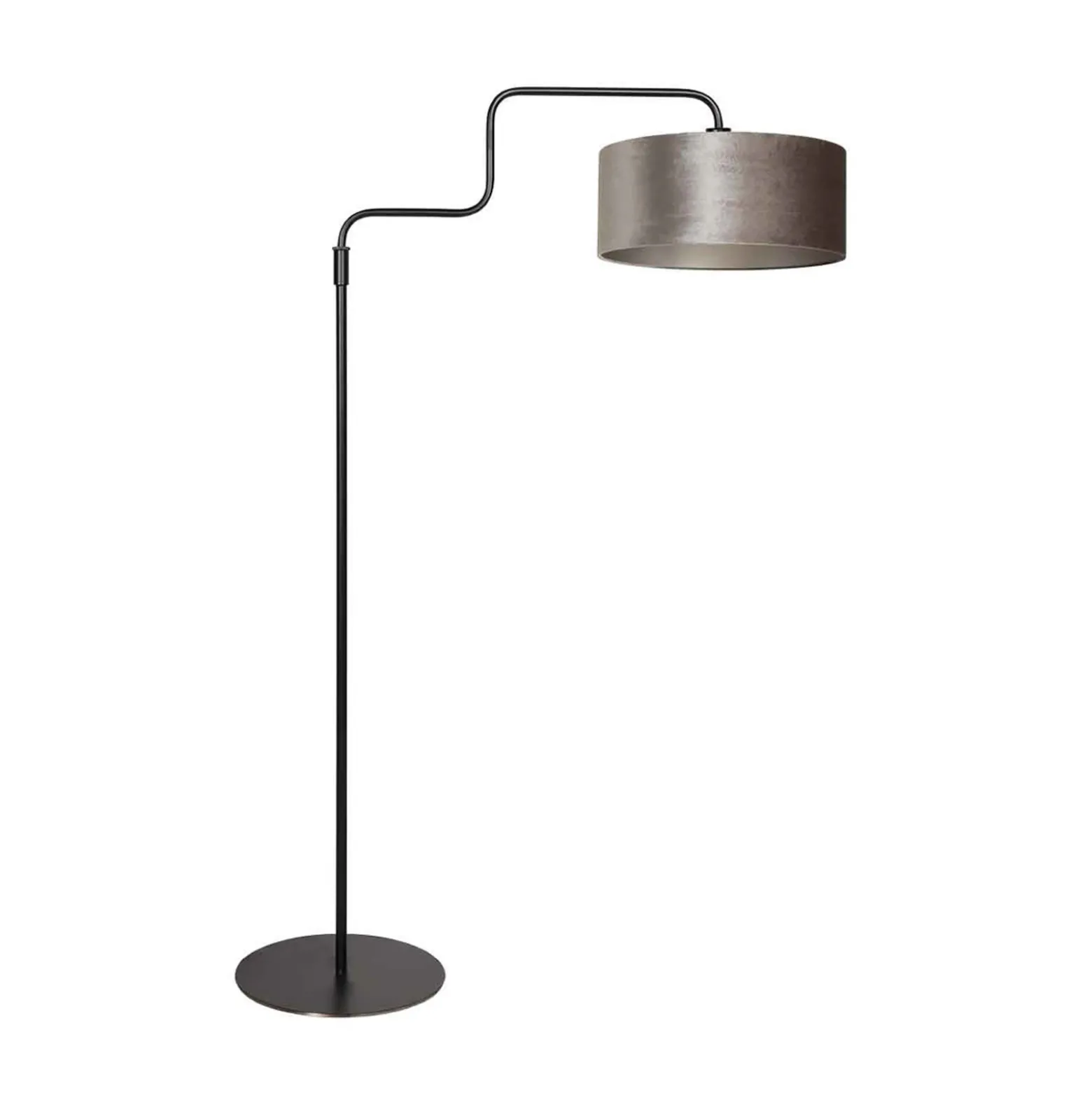 Lámpara de pie Bloeba, negro/plata, altura 165 cm, terciopelo