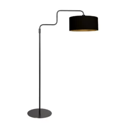 Lámpara de pie Bloeba, negro y dorado, altura 165 cm, chintz