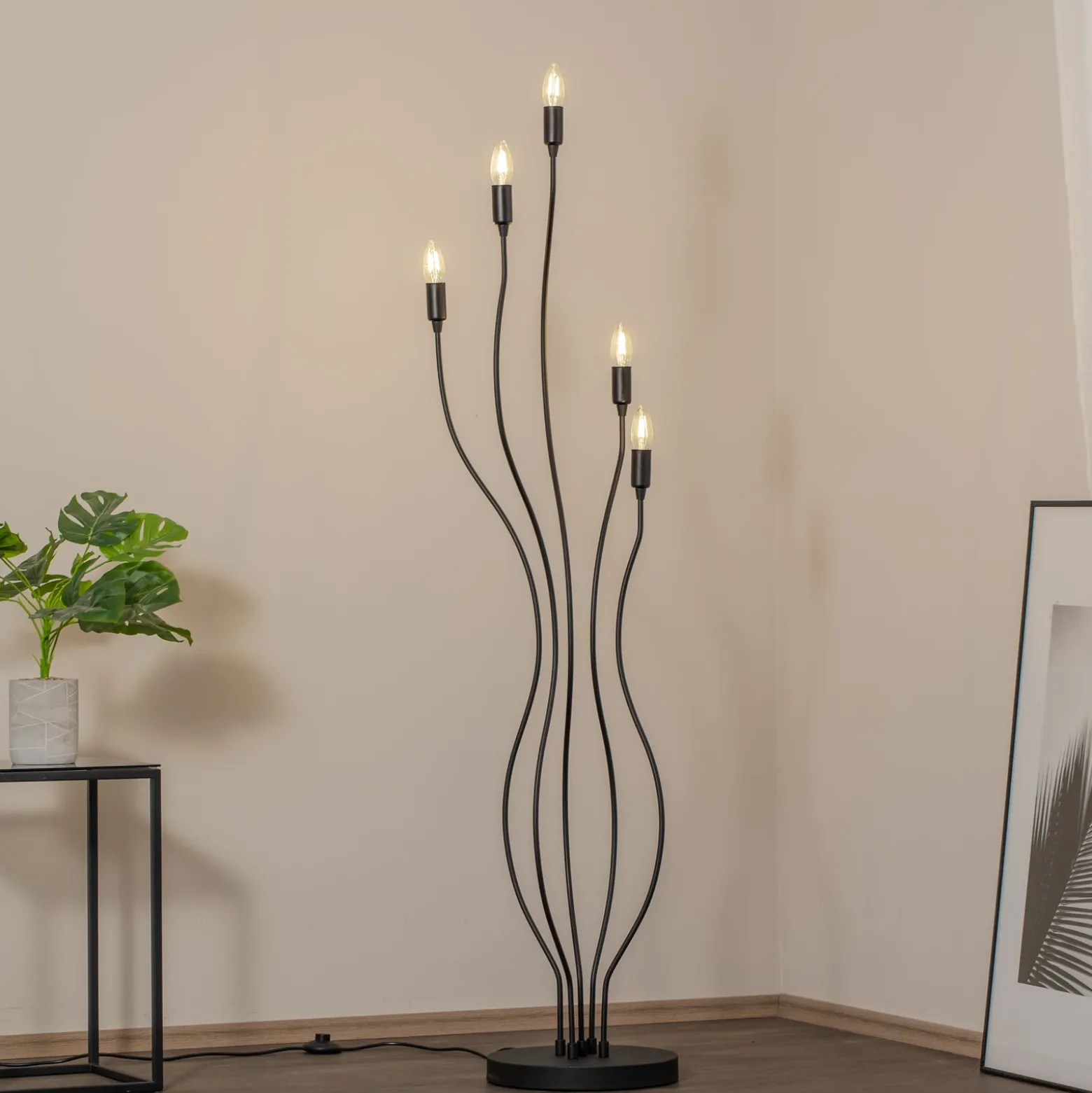 Lámpara de pie Bonibon 13231 negro metal altura 155 cm 5 luces