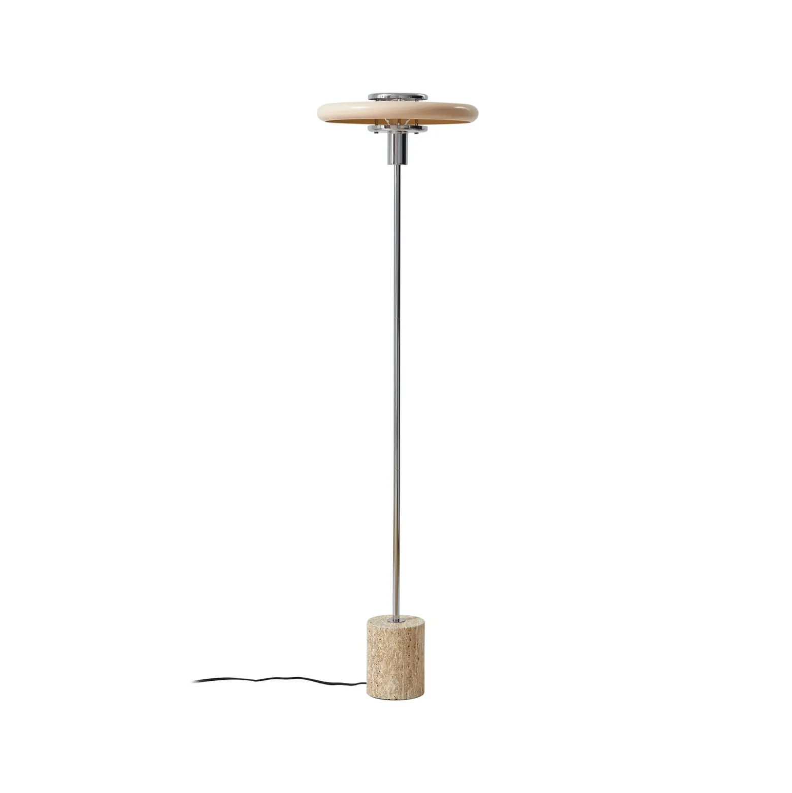 Lámpara de pie Branford de Lindby, retro, beige, metal/travertino