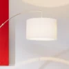 Lámpara de pie Clarie, blanca, color hierro, 180 cm, tela/metal