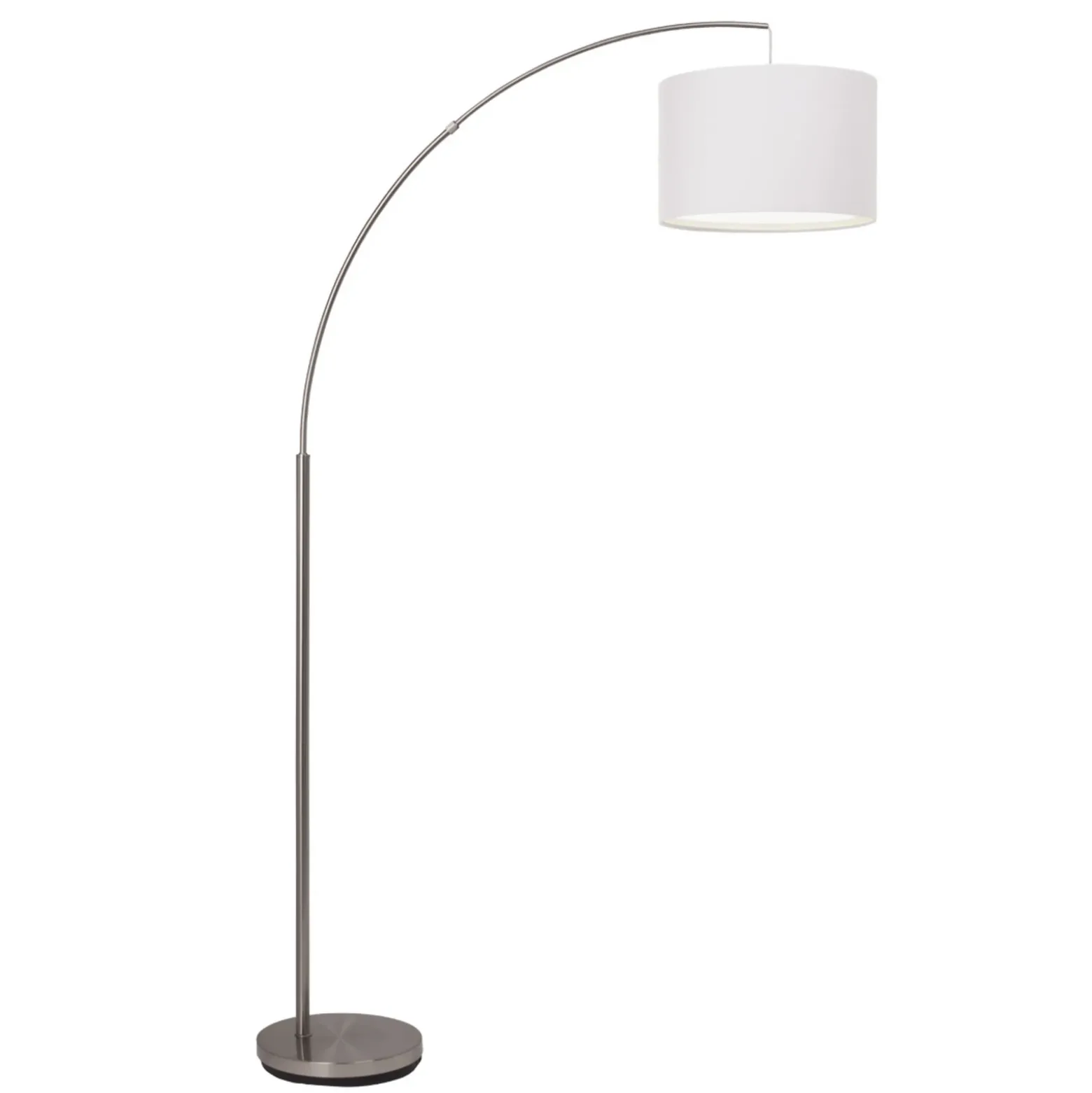 Lámpara de pie Clarie, blanca, color hierro, 180 cm, tela/metal