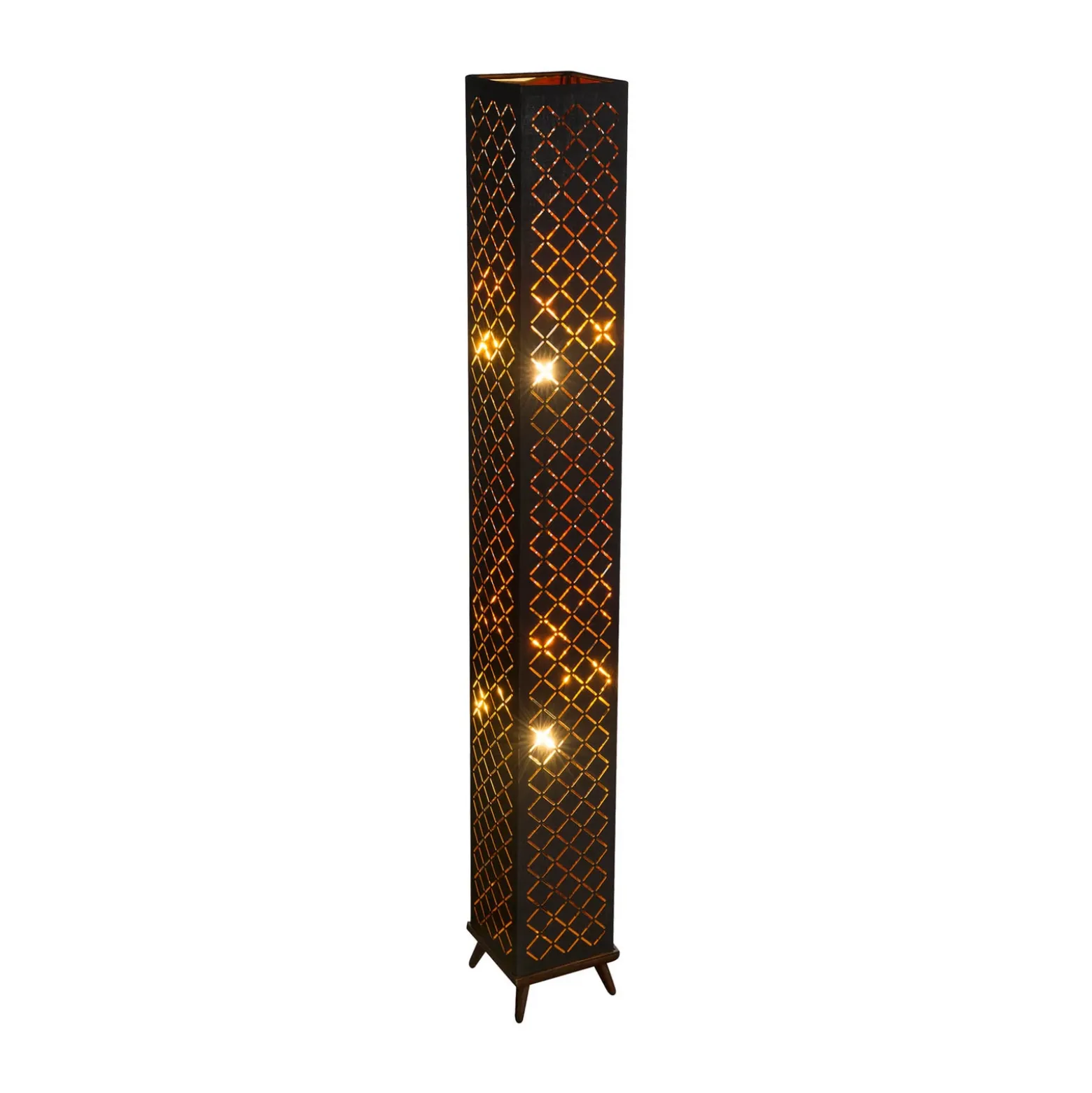 Lámpara de pie Clarke, negro/hoja de oro, altura 118 cm, tela