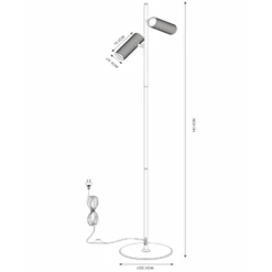 Lámpara de pie Club, regulable, blanca, metal, 140 cm, GU10