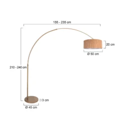 Lámpara de pie con arco Sparkled Light bronce/marrón 240 cm, corcho
