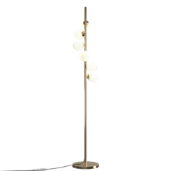 Lámpara de pie Dallas, dorado/blanco, altura 150 cm, 6 luces, atenuador