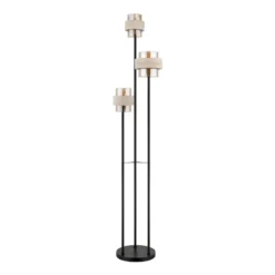 Lámpara de pie Daren, beige/ámbar/negro, 167 cm, 3 luces, E27