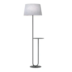 Lámpara de pie de hotel, gris/negro, altura 150 cm, tela/metal