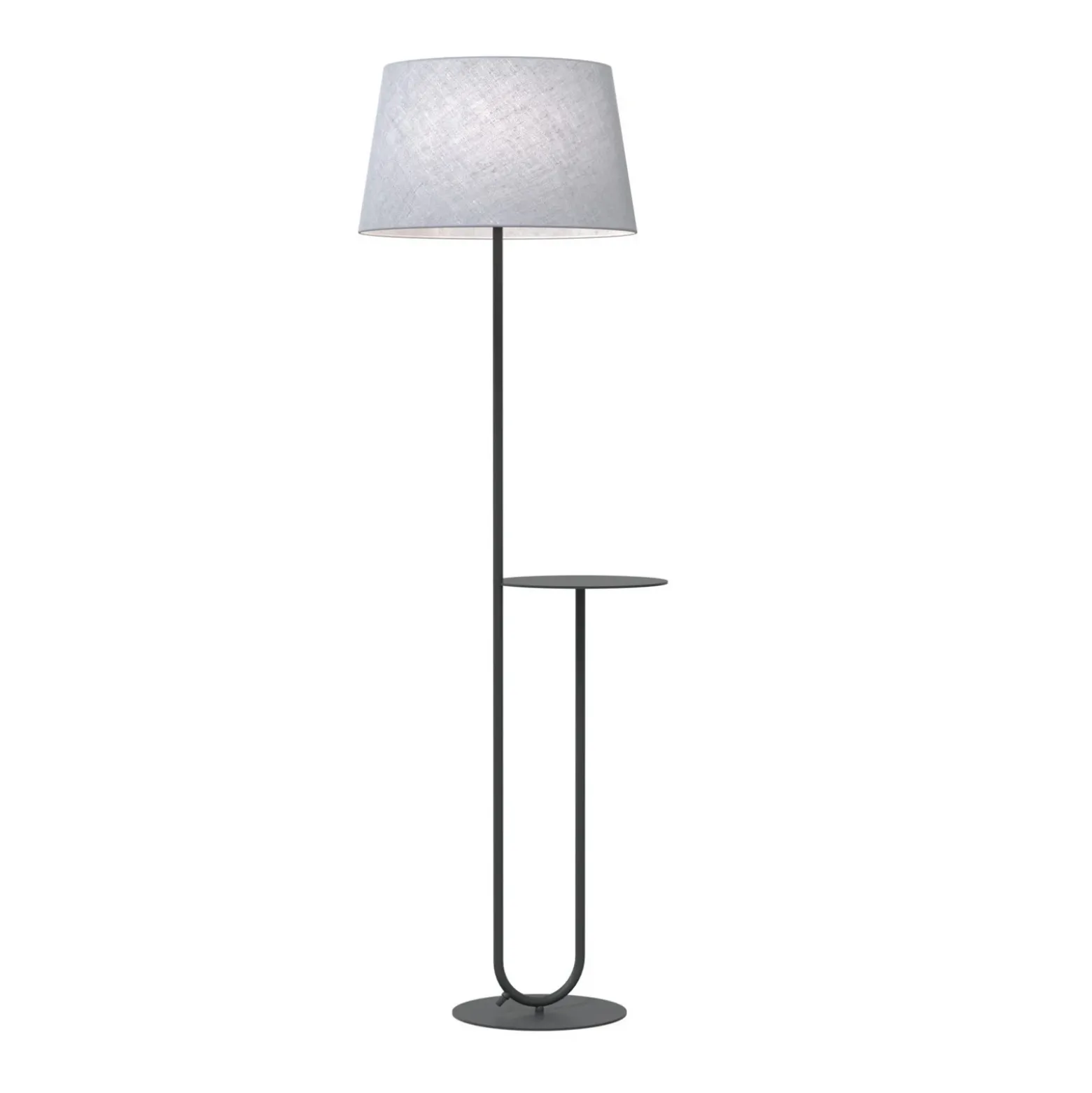 Lámpara de pie de hotel, gris/negro, altura 150 cm, tela/metal