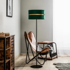 Lámpara de pie Duo, verde/dorado, Ø 40 cm, 1 luz
