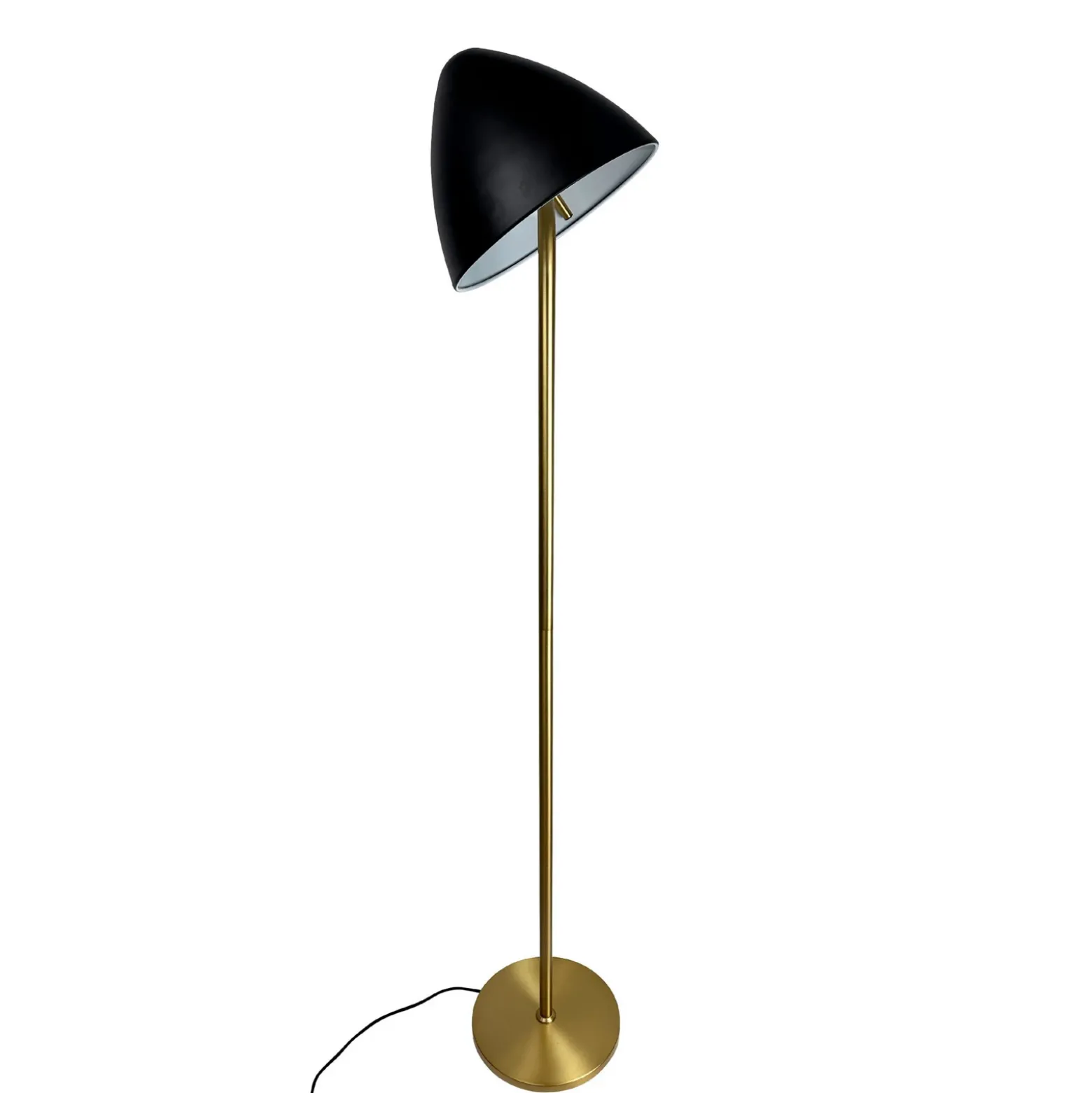 Lámpara de pie Dyberg Larsen Oulu, negro/latón, altura 128 cm