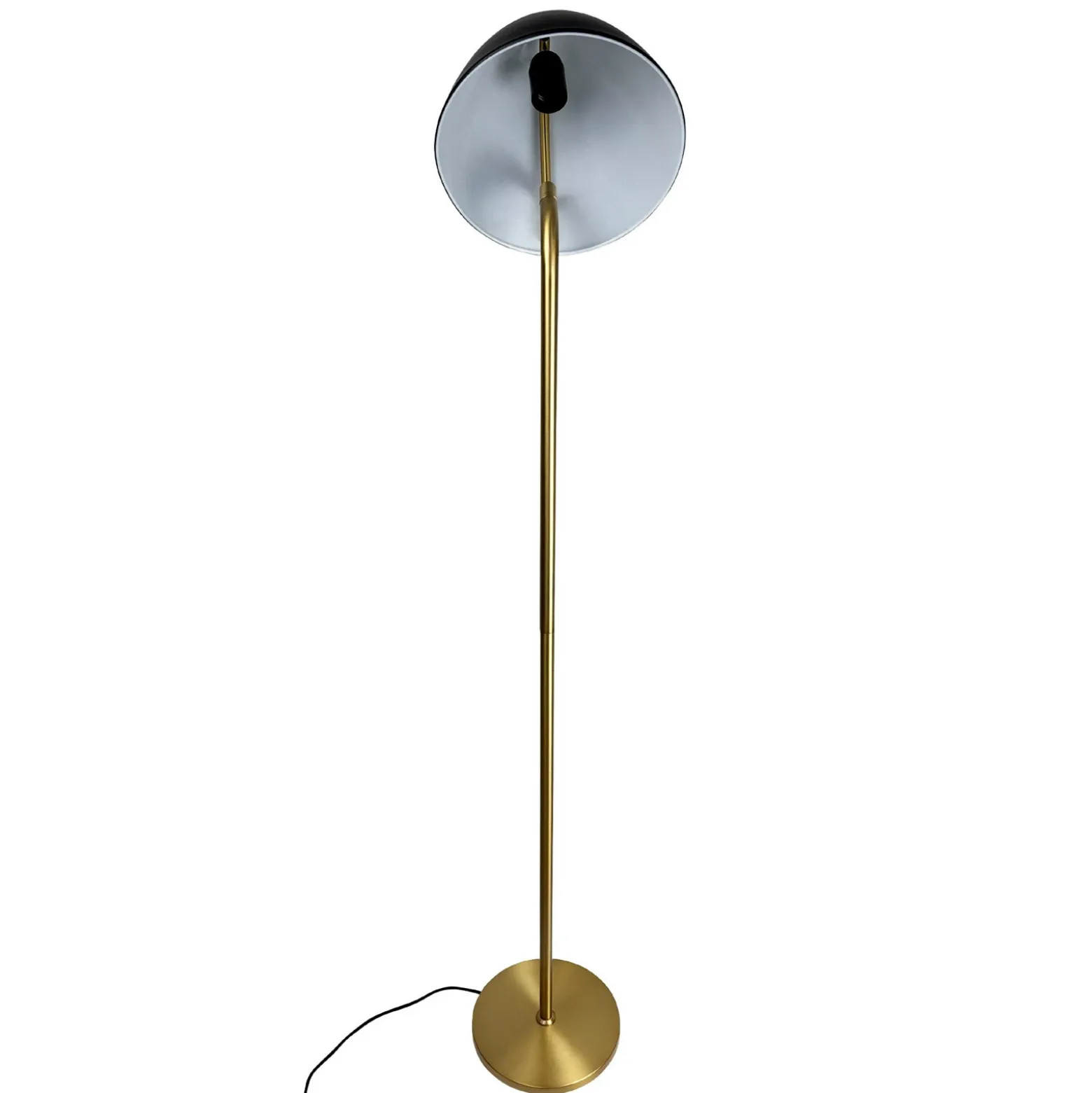 Lámpara de pie Dyberg Larsen Oulu, negro/latón, altura 128 cm