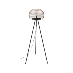 Lámpara de pie Ediz de Lindby, negra, madera, 159 cm de altura, E27