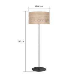 Lámpara de pie Envostar Veneer, madera maciza de fresno