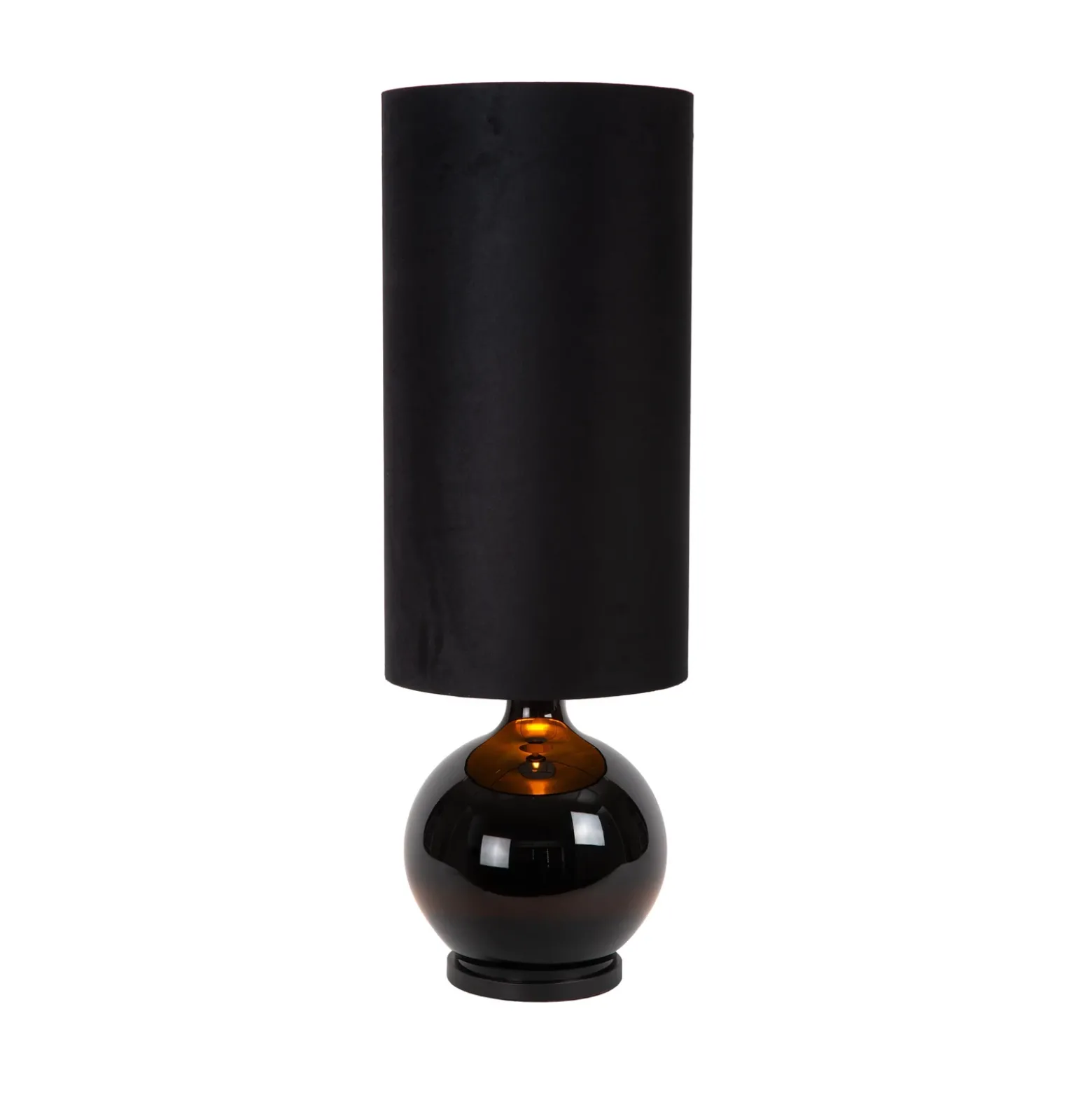 Lámpara de pie Esterad, negra, Ø 34 cm, altura 100 cm, cristal