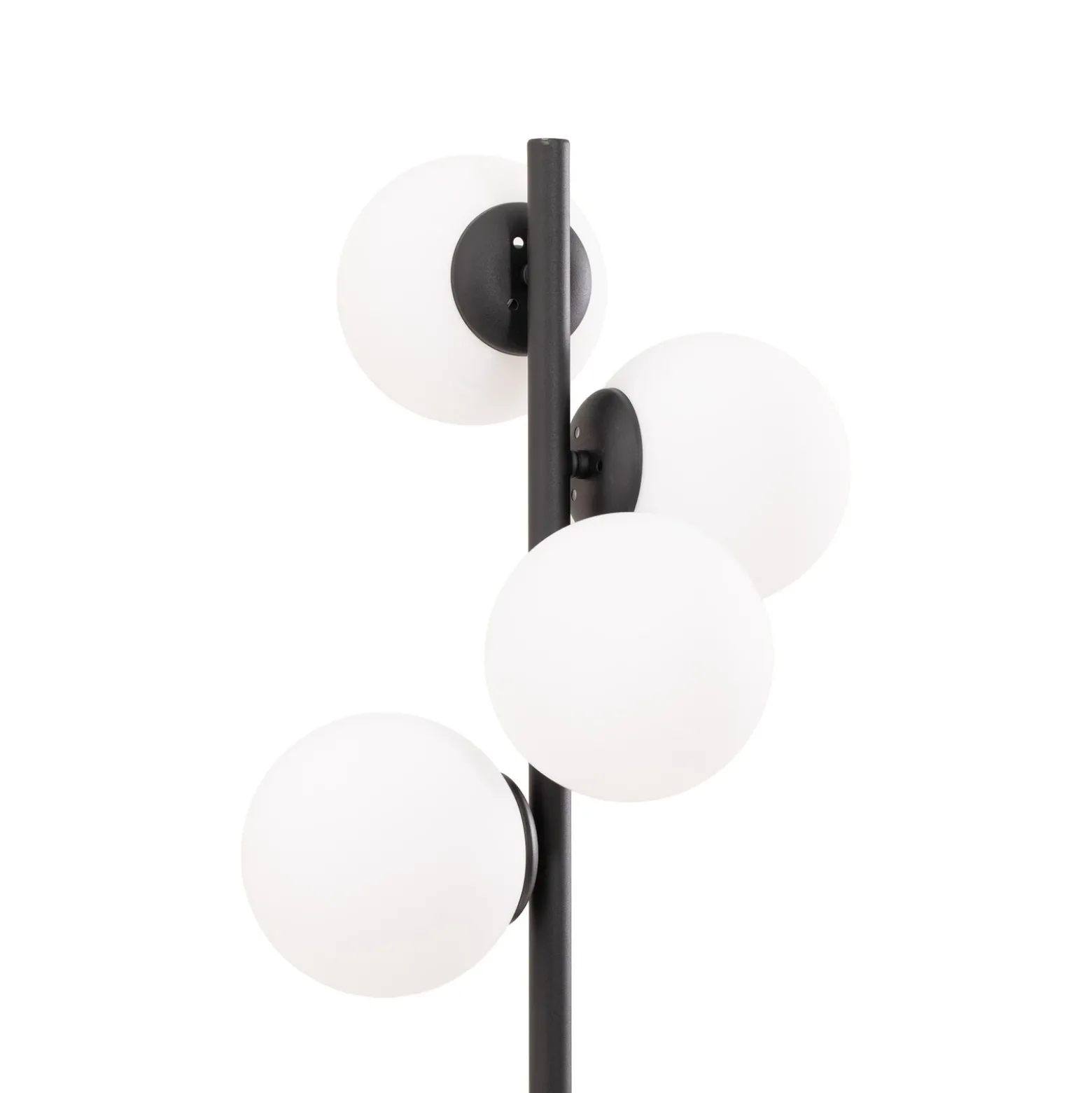 Lámpara de pie Faze, negro, cristal, altura 130 cm, 4 luces, E27