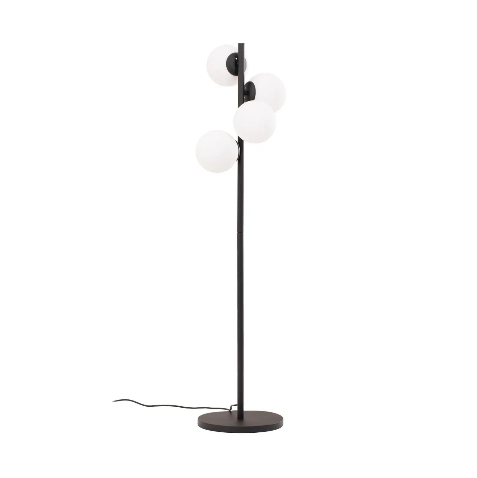 Lámpara de pie Faze, negro, cristal, altura 130 cm, 4 luces, E27