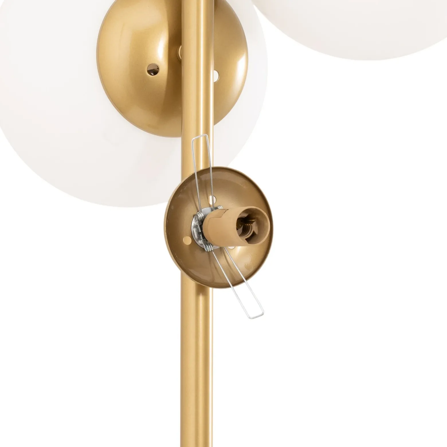 Lámpara de pie Fazli, dorada, cristal/metal, altura 162 cm, E14