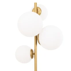 Lámpara de pie Fazli, dorada, cristal/metal, altura 162 cm, E14