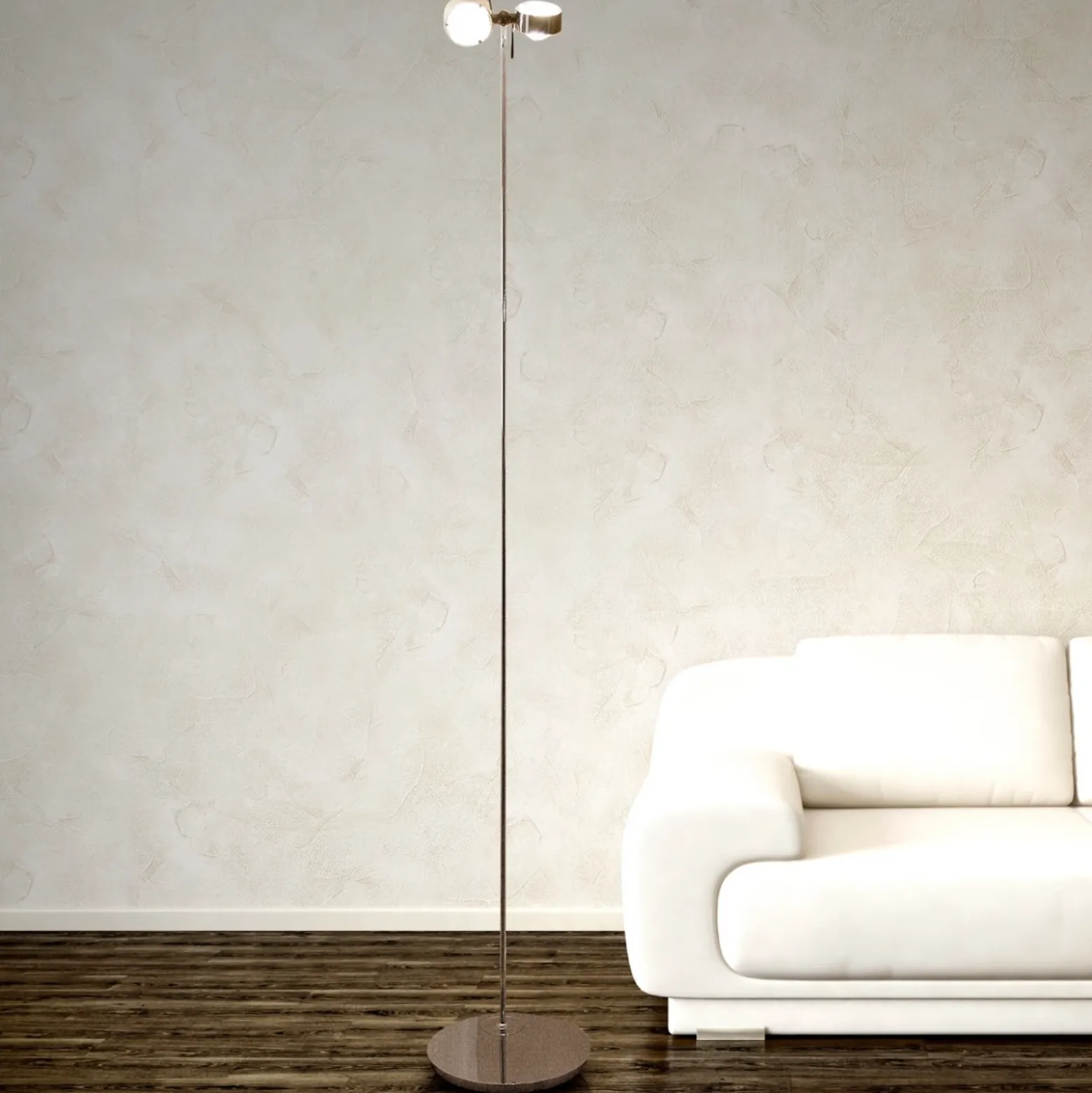 Lámpara de pie flexible PUK FLOOR, cromo mate, 2 luces.