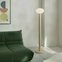Lámpara de pie Flo, beige, altura 138 cm, 1 luz, cristal