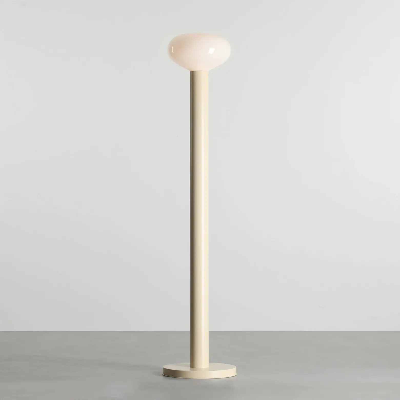 Lámpara de pie Flo, beige, altura 138 cm, 1 luz, cristal