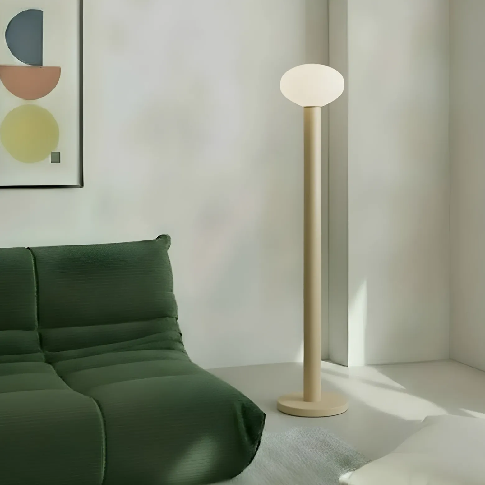 Lámpara de pie Flo, beige, altura 138 cm, 1 luz, cristal