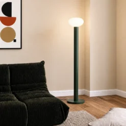 Lámpara de pie Flo, verde, altura 138 cm, 1 luz, cristal
