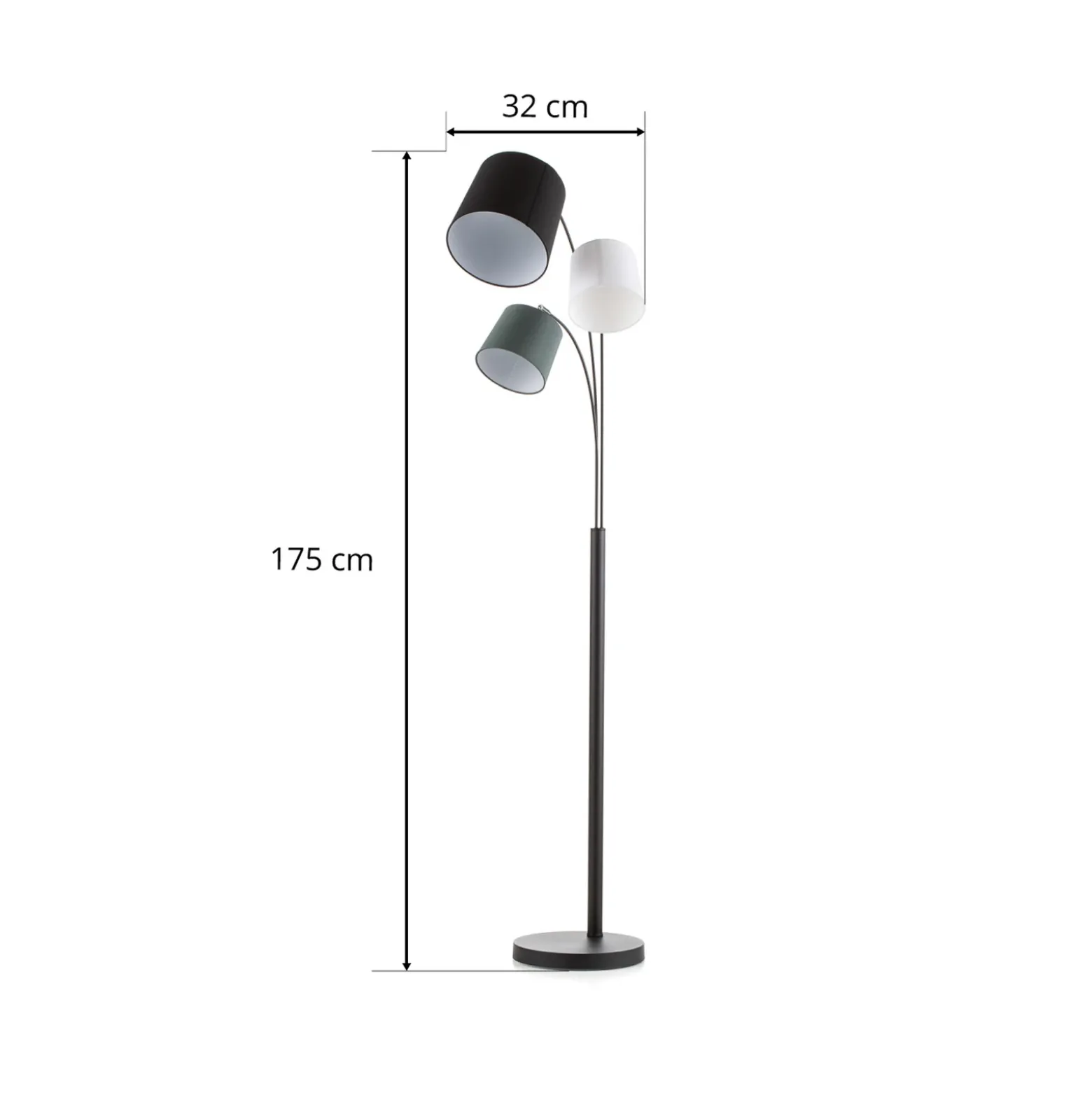 Lámpara de pie Foggy de By Rydéns, 3 luces, negra